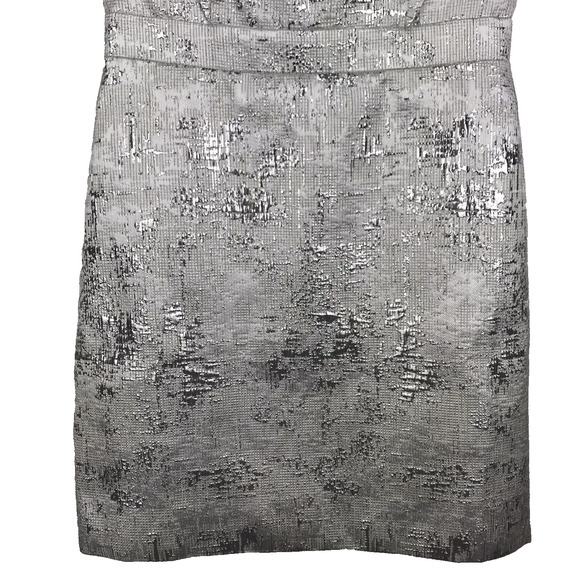 NWT Lulu's Silver Mini Dress Metallic Sleeveless Ruffles Bodycon V-Neck Small - Picture 6 of 11